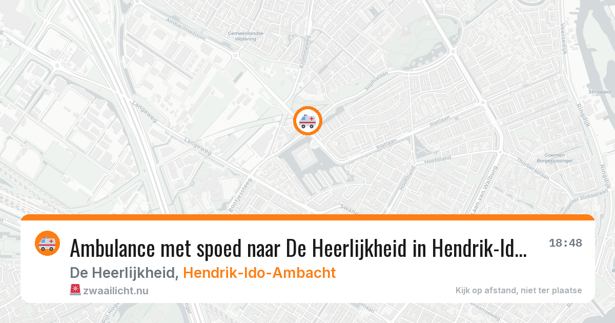 Ambulance met spoed naar De Heerlijkheid in Hendrik-Ido-Ambacht — 13 jul 2026