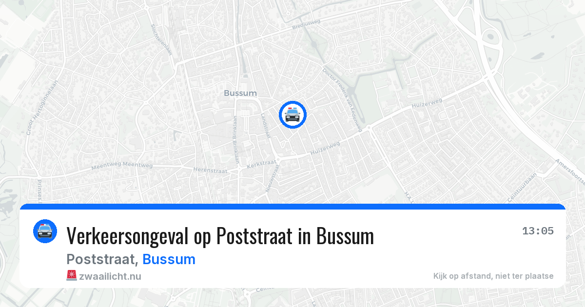 Verkeersongeval op Poststraat in Bussum — 8 apr 2026
