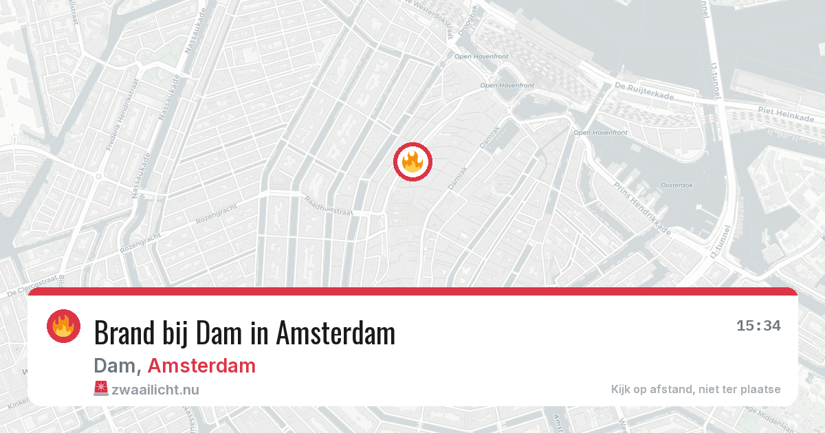 Brand bij Dam in Amsterdam — 15 mei 2026
