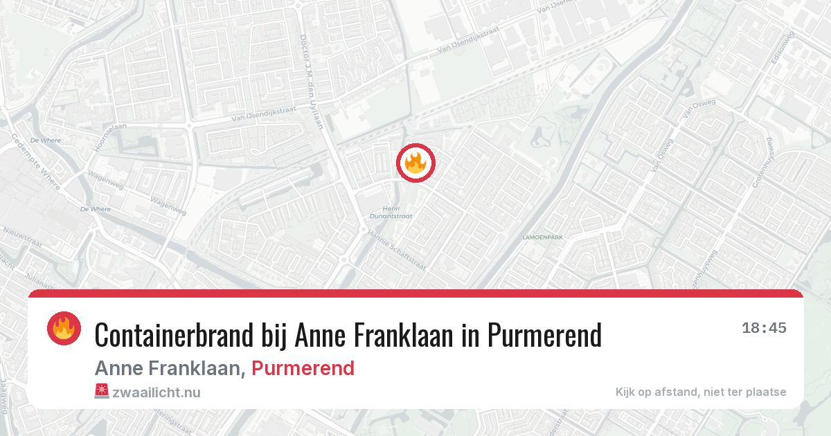 Containerbrand bij Anne Franklaan in Purmerend — 25 jul 2026