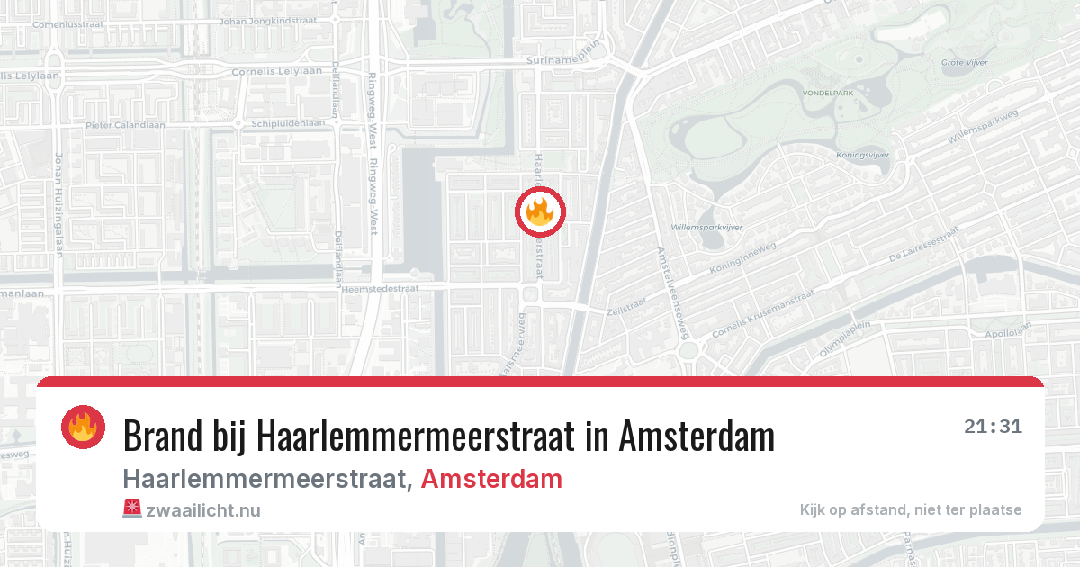 Brand bij Haarlemmermeerstraat in Amsterdam — 25 jul 2026