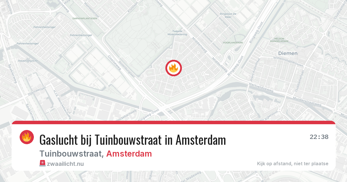 Gaslucht bij Tuinbouwstraat in Amsterdam — 13 jul 2026