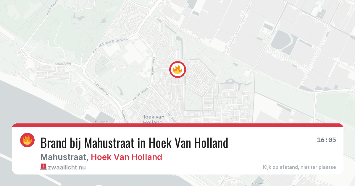 Brand bij Mahustraat in Hoek Van Holland — 21 jul 2026