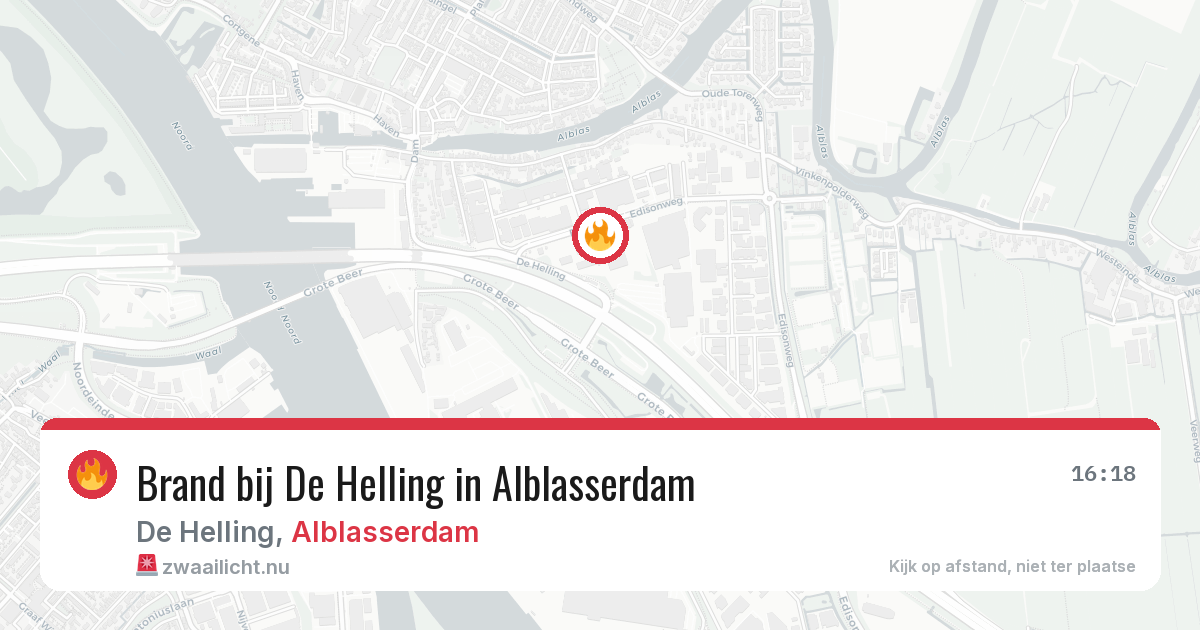 Brand bij De Helling in Alblasserdam — 18 jul 2026