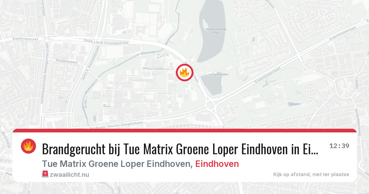 Brandgerucht bij Tue Matrix Groene Loper Eindhoven in Eindhoven — 1 jun 2026