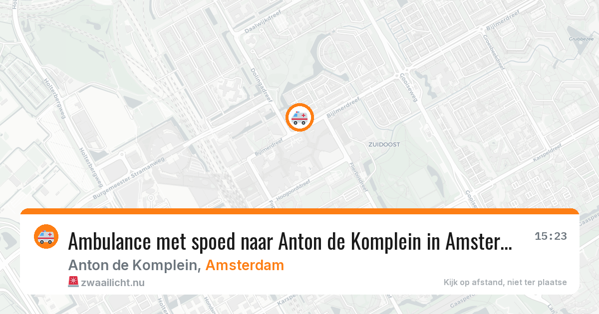 Ambulance met spoed naar Anton de Komplein in Amsterdam — 23 mrt 2026