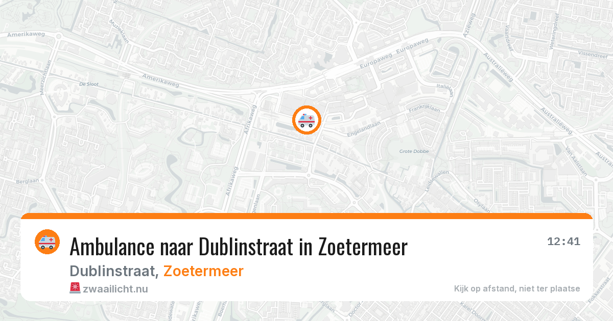 Ambulance naar Dublinstraat in Zoetermeer — 16 jul 2026
