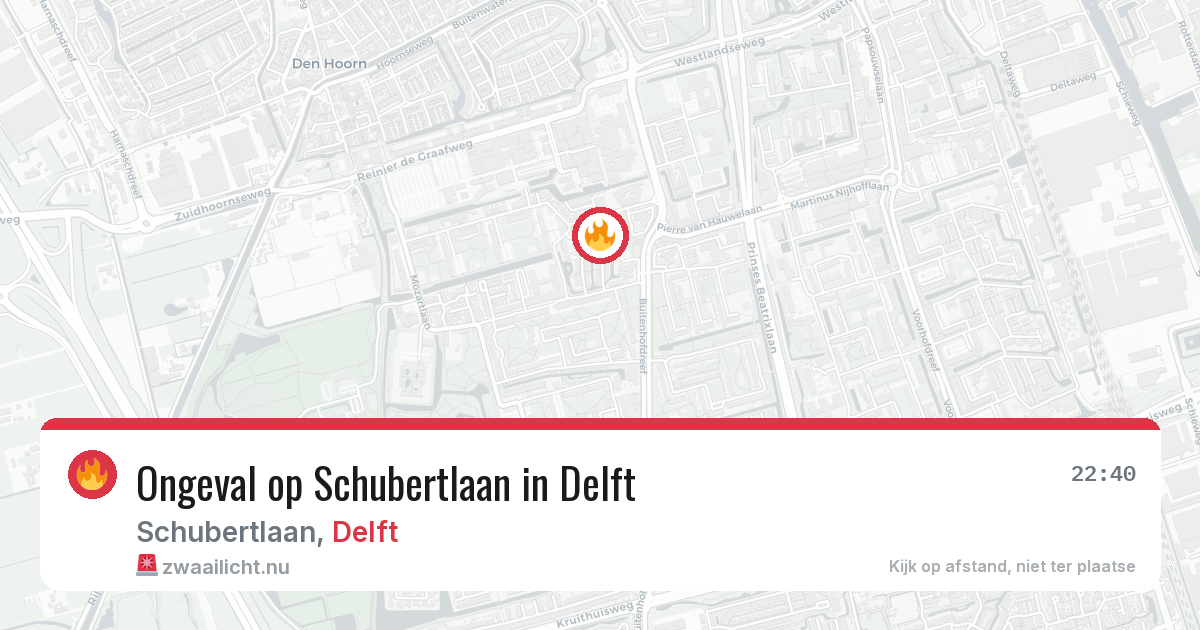 Ongeval op Schubertlaan in Delft — 26 jul 2026