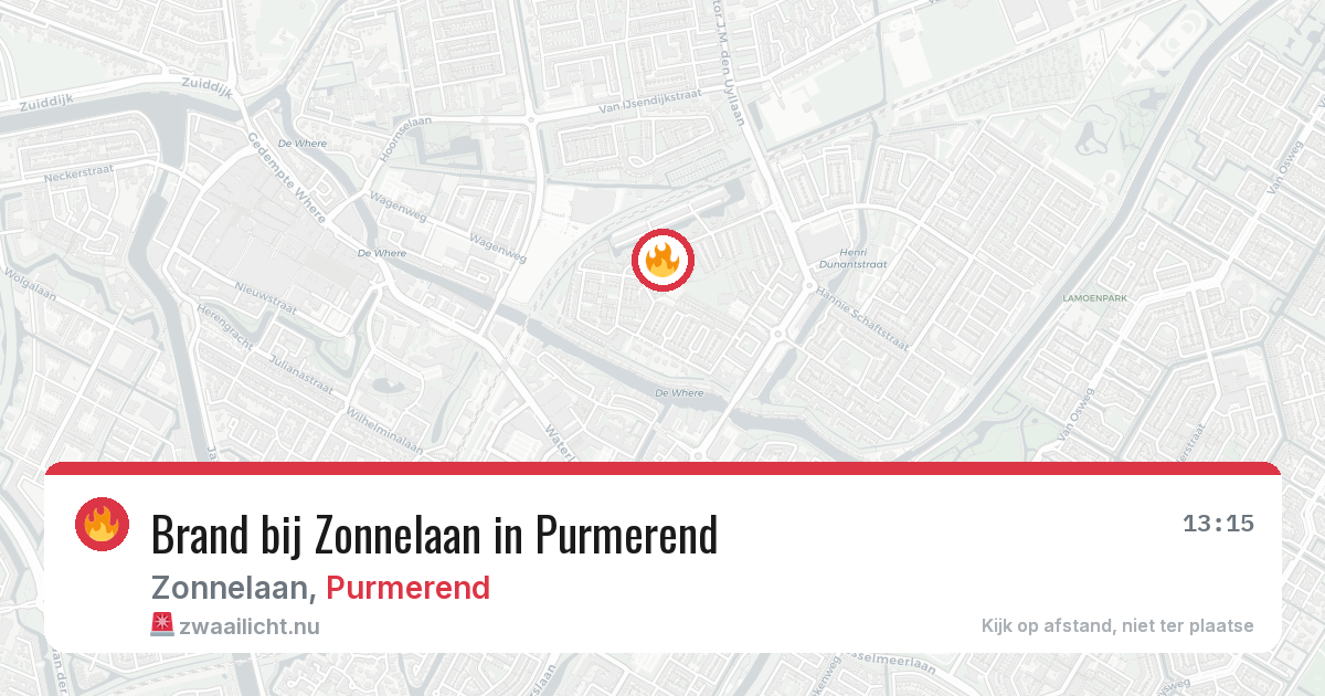 Brand bij Zonnelaan in Purmerend — 20 apr 2026