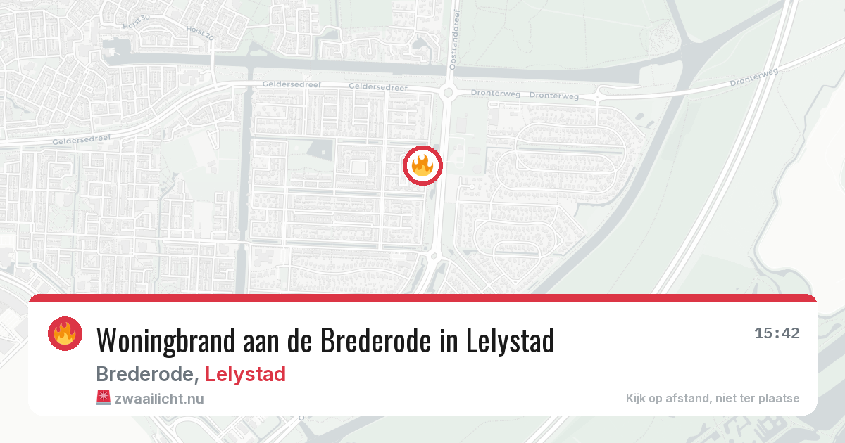 Woningbrand aan de Brederode in Lelystad — 20 jul 2026