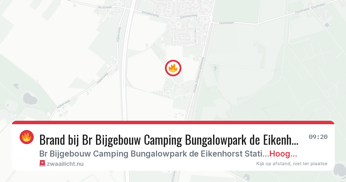 Brand bij Br Bijgebouw Camping Bungalowpark de Eikenhorst Stationsstraat in Hooghalen — 8 feb 2026