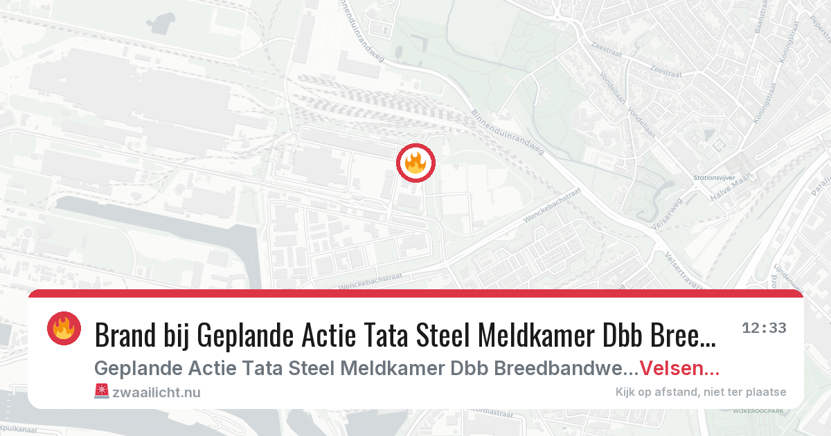 Brand bij Geplande Actie Tata Steel Meldkamer Dbb Breedbandweg Velsen-noord in Velsen-Noord — 5 jun 2026