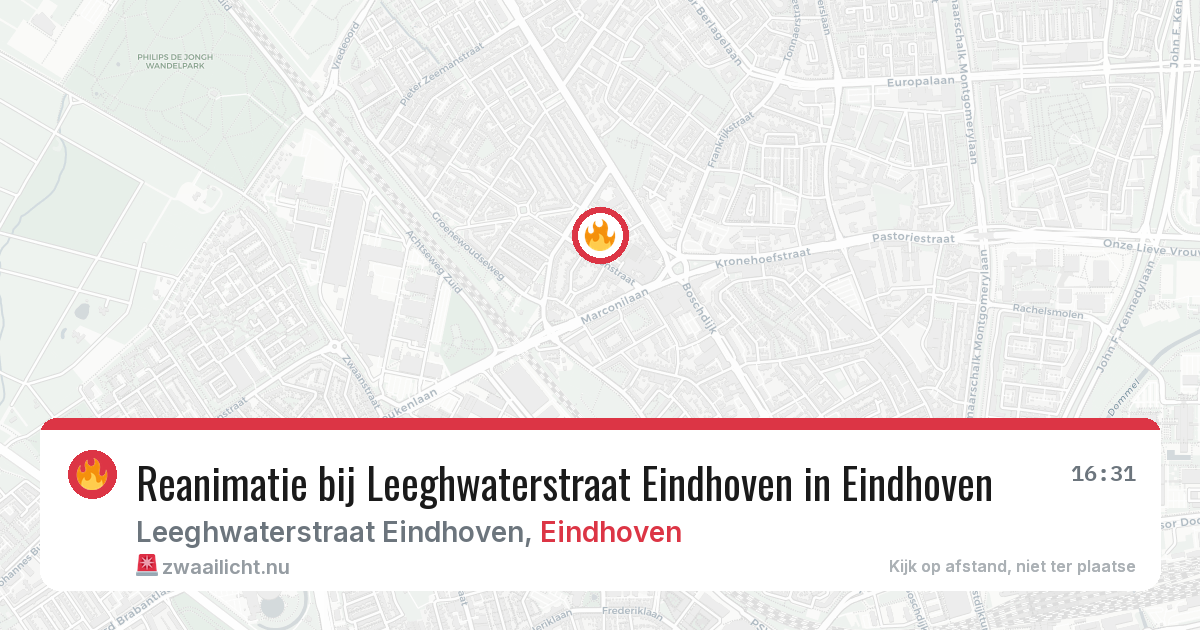 Reanimatie bij Leeghwaterstraat Eindhoven in Eindhoven — 26 jul 2026