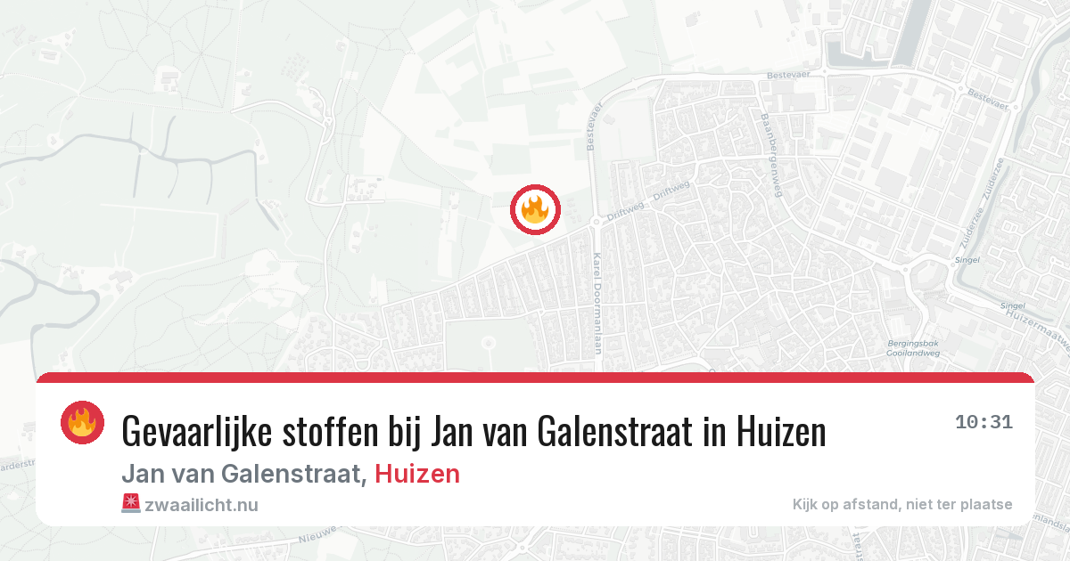 Gevaarlijke stoffen bij Jan van Galenstraat in Huizen — 17 mei 2026