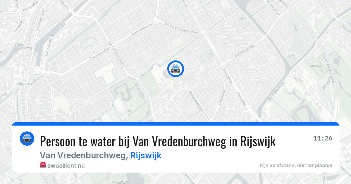Persoon te water bij Van Vredenburchweg in Rijswijk — 23 mei 2026