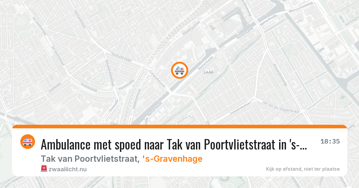 Ambulance met spoed naar Tak van Poortvlietstraat in 's-Gravenhage — 15 jul 2026