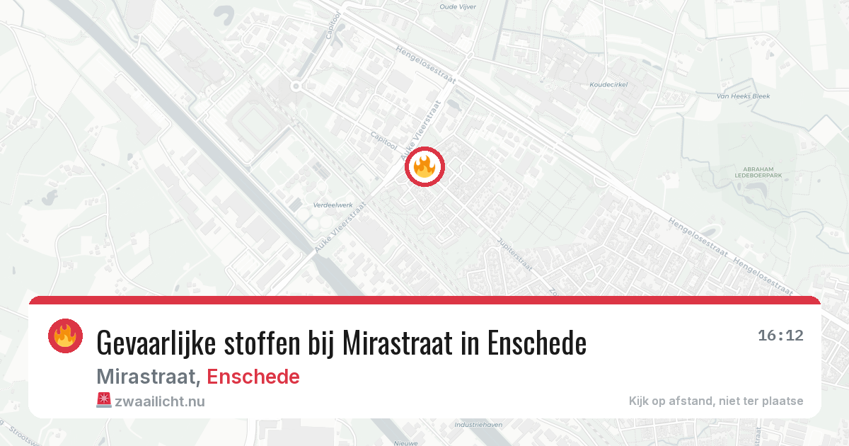 Gevaarlijke stoffen bij Mirastraat in Enschede — 21 apr 2026