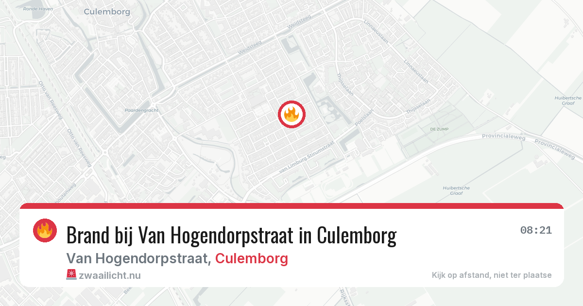 Brand bij Van Hogendorpstraat in Culemborg — 19 jul 2026