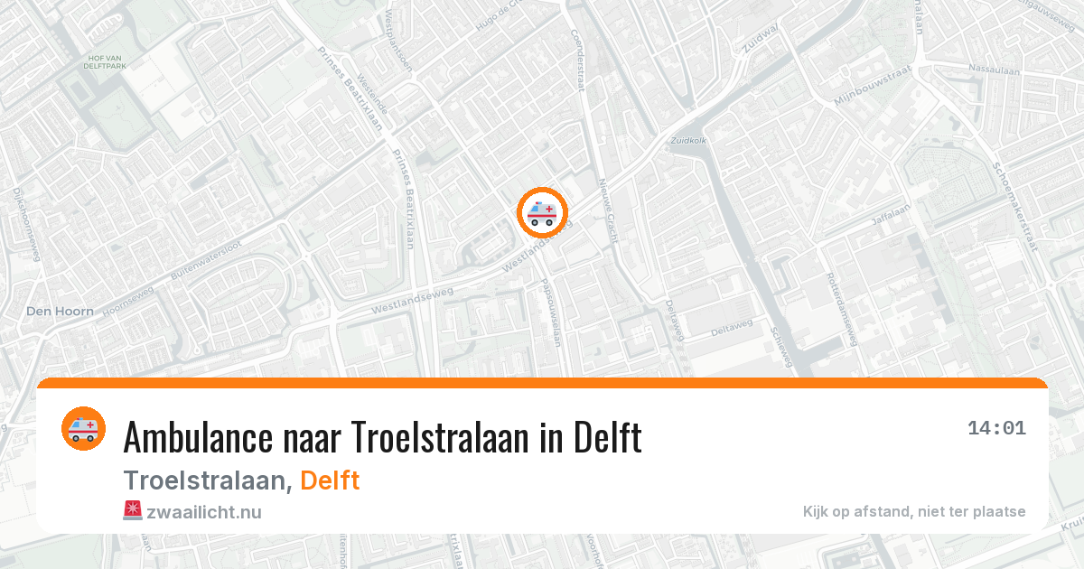 Ambulance naar Troelstralaan in Delft — 1 apr 2026