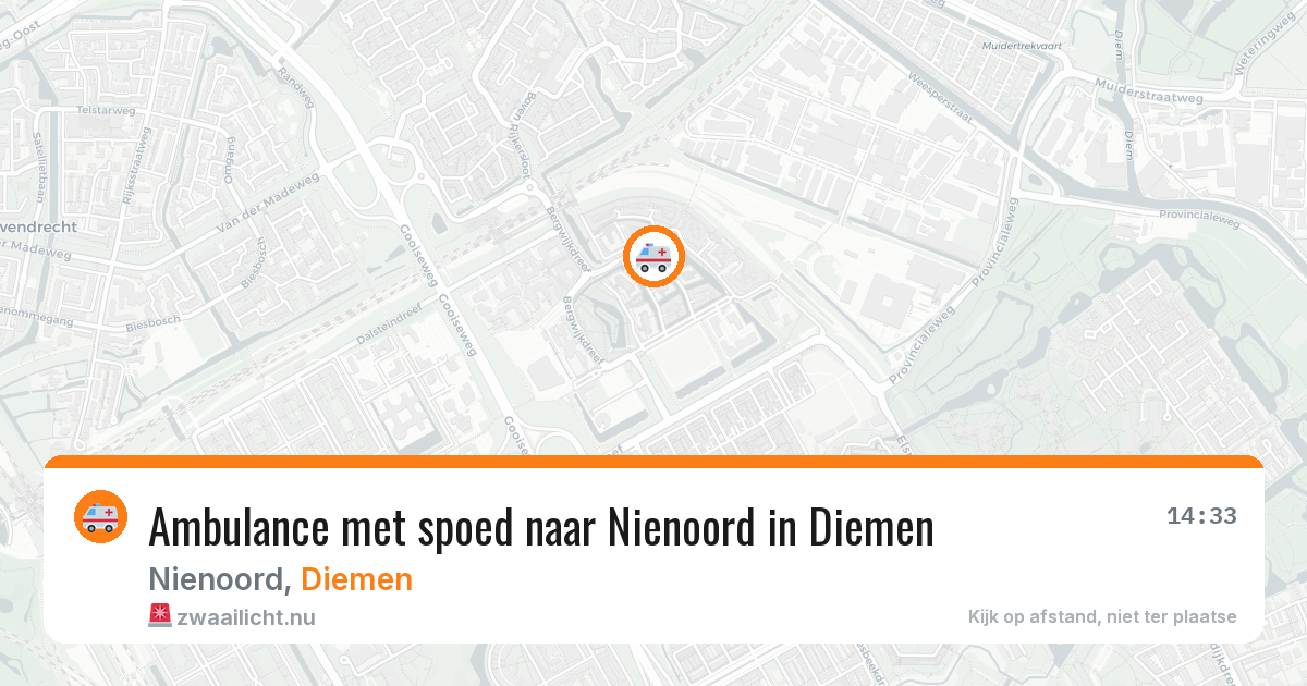 Ambulance met spoed naar Nienoord in Diemen — 15 jul 2026