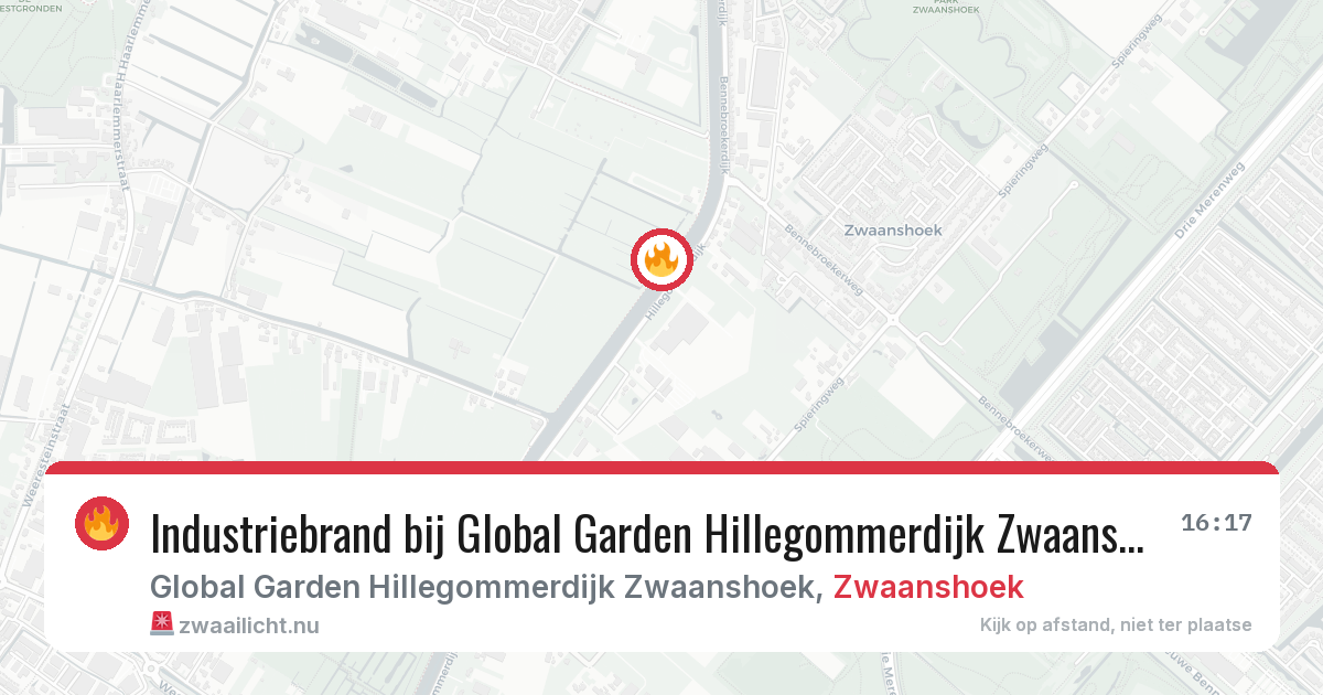 Industriebrand bij Global Garden Hillegommerdijk Zwaanshoek in Zwaanshoek — 7 jun 2026