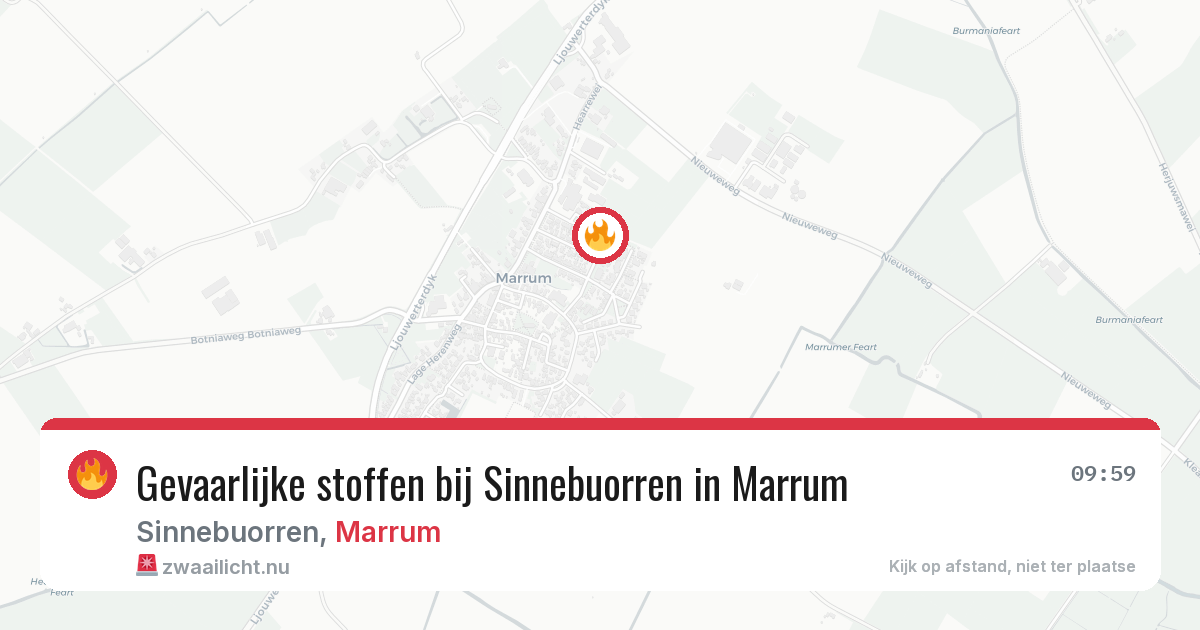 Gevaarlijke stoffen bij Sinnebuorren in Marrum — 20 apr 2026