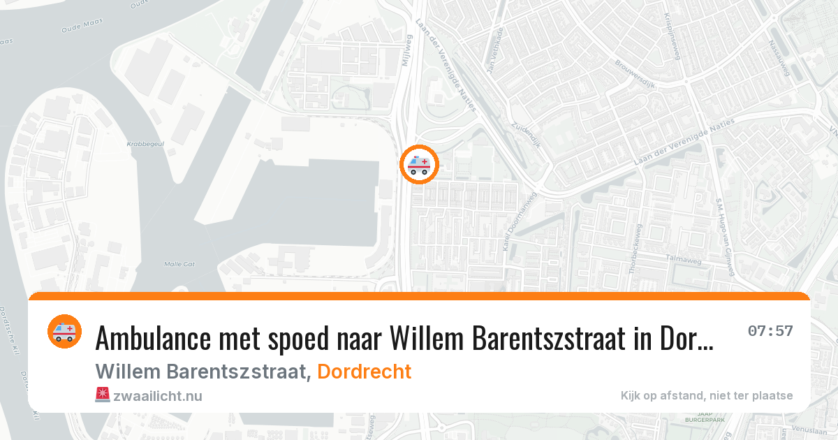 Ambulance met spoed naar Willem Barentszstraat in Dordrecht — 25 jul 2026