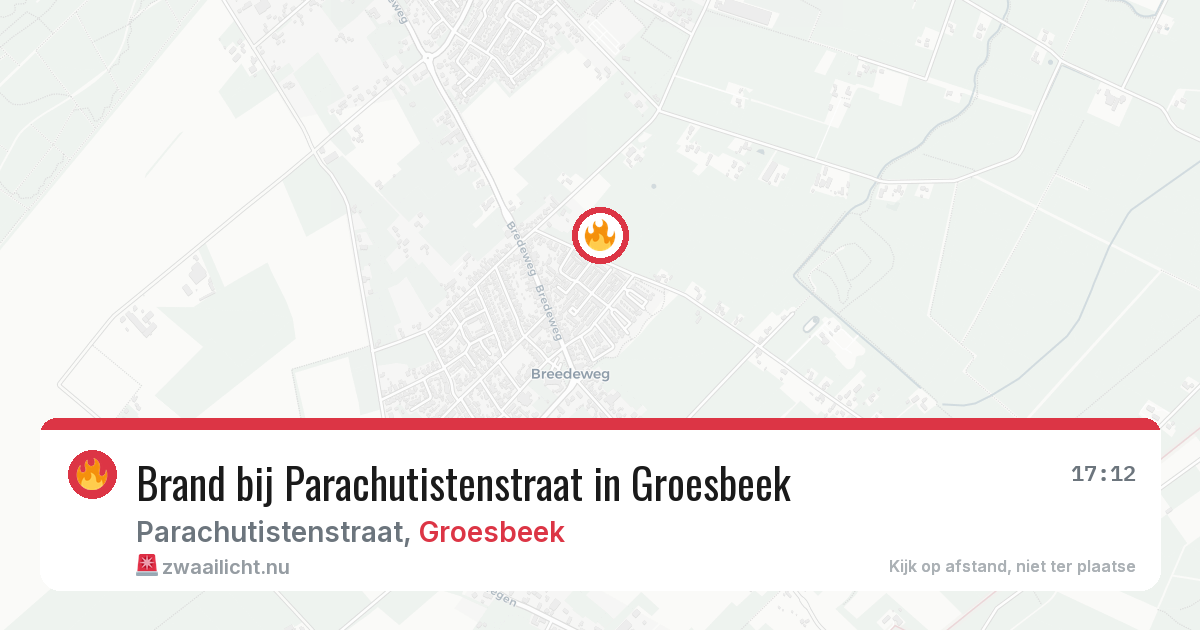 Brand bij Parachutistenstraat in Groesbeek — 24 mrt 2026