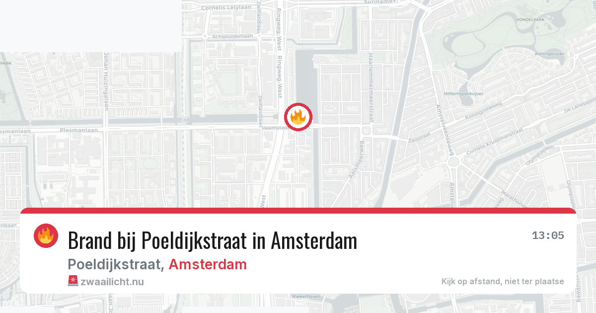 Brand bij Poeldijkstraat in Amsterdam — 10 jul 2026