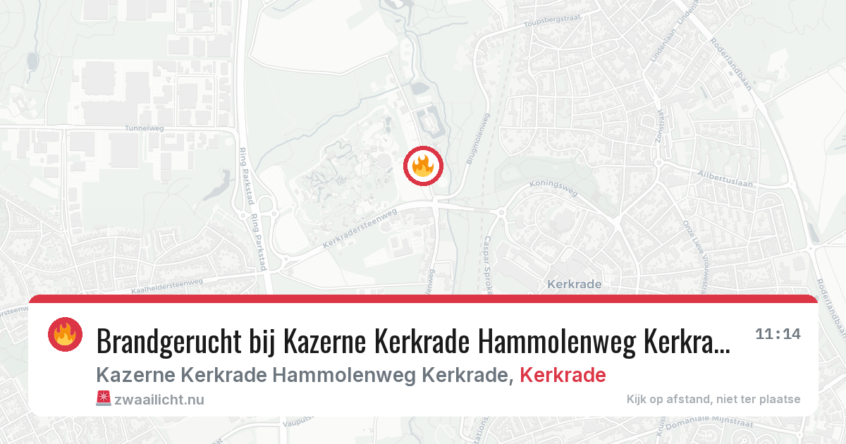 Brandgerucht bij Kazerne Kerkrade Hammolenweg Kerkrade in Kerkrade — 17 jul 2026