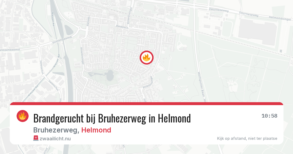 Brandgerucht bij Bruhezerweg in Helmond — 1 jun 2026