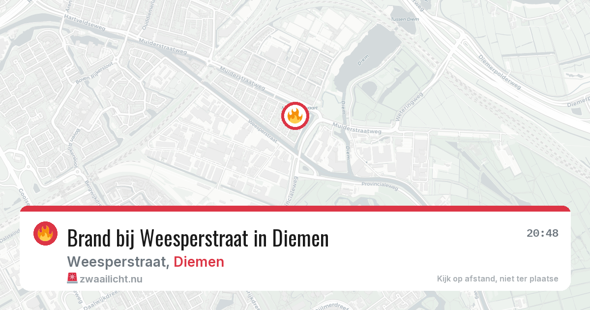 Brand bij Weesperstraat in Diemen — 20 mei 2026