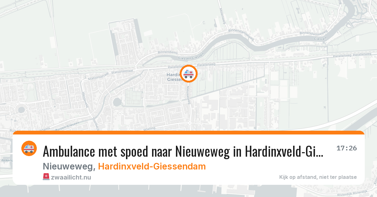 Ambulance met spoed naar Nieuweweg in Hardinxveld-Giessendam — 26 jul 2026
