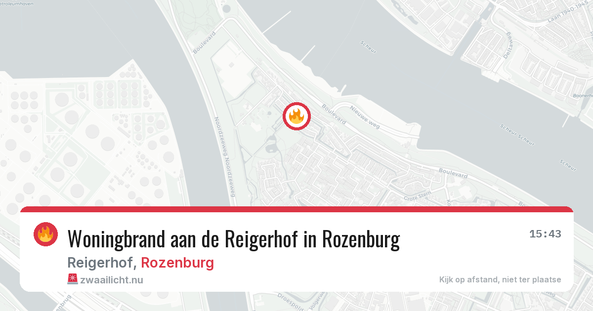 Woningbrand aan de Reigerhof in Rozenburg — 16 jul 2026