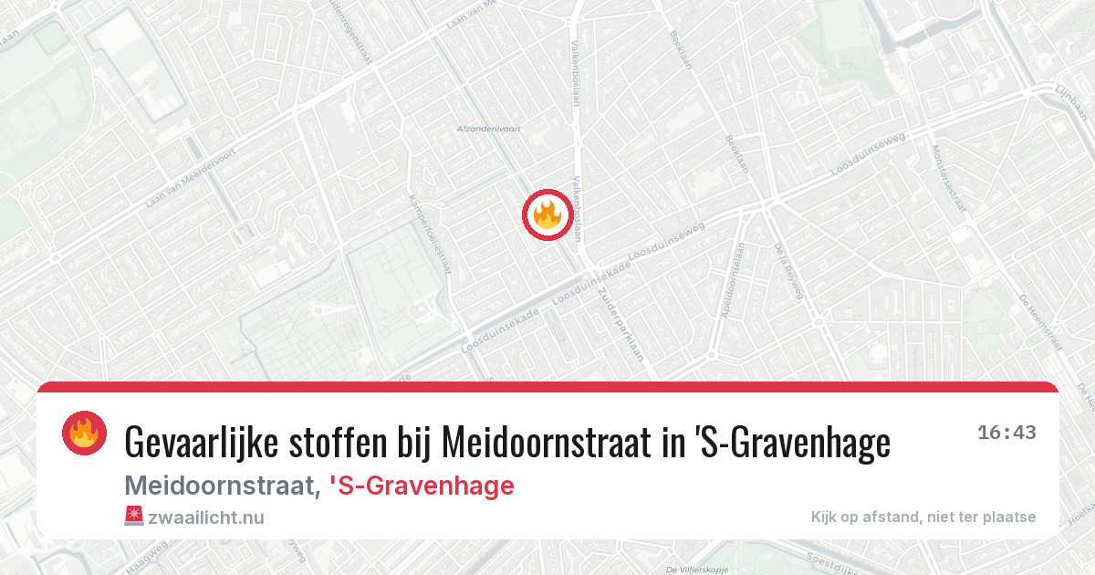 Gevaarlijke stoffen bij Meidoornstraat in 'S-Gravenhage — 17 jul 2026