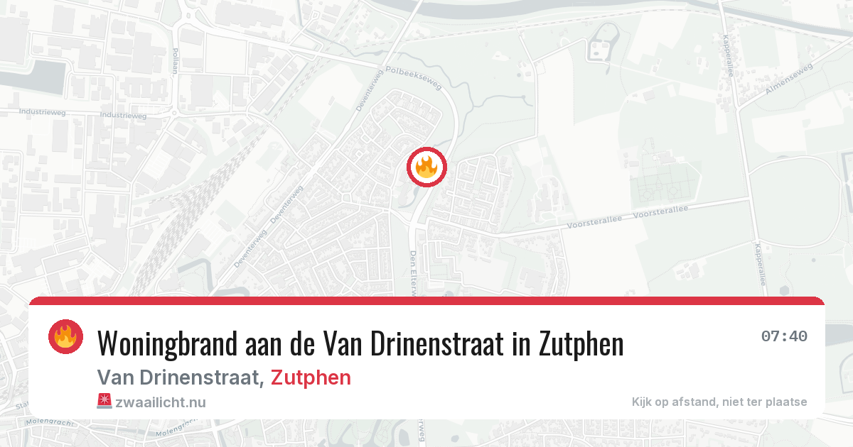 Woningbrand aan de Van Drinenstraat in Zutphen — 18 mrt 2026