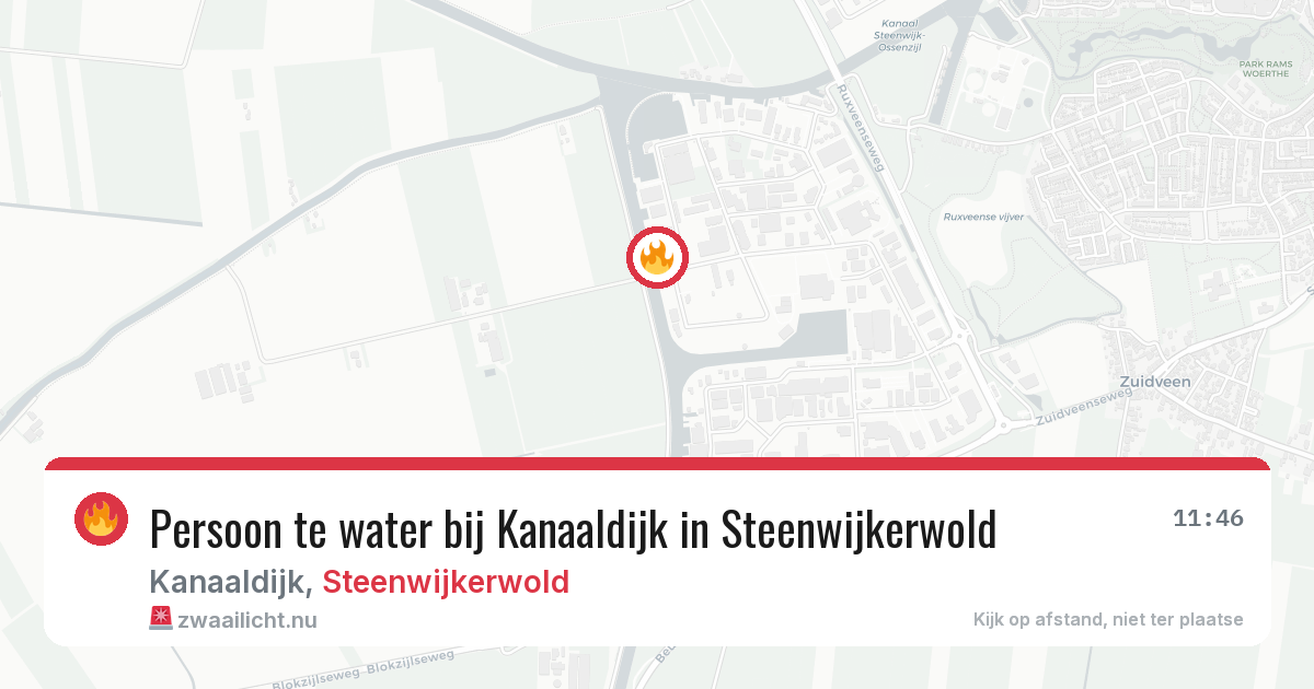 Persoon te water bij Kanaaldijk in Steenwijkerwold — 22 mei 2026