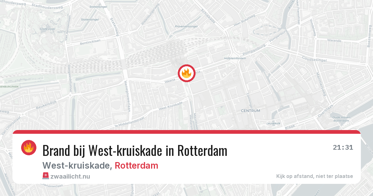 Brand bij West-kruiskade in Rotterdam — 1 apr 2026