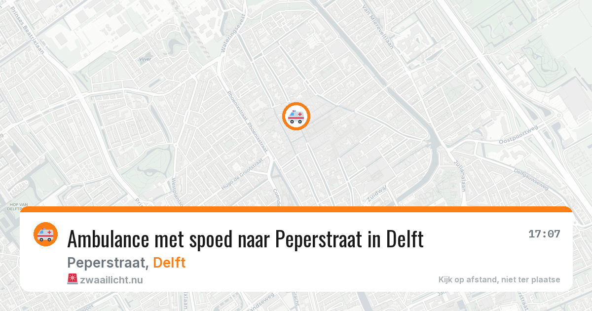 Ambulance met spoed naar Peperstraat in Delft — 12 jul 2026