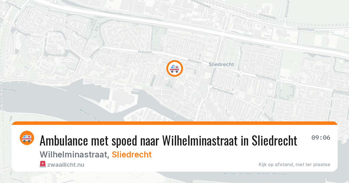 Ambulance met spoed naar Wilhelminastraat in Sliedrecht — 1 jun 2026