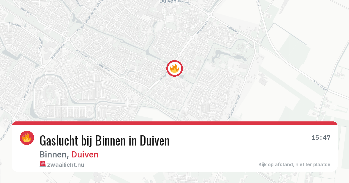 Gaslucht bij Binnen in Duiven — 13 mrt 2026