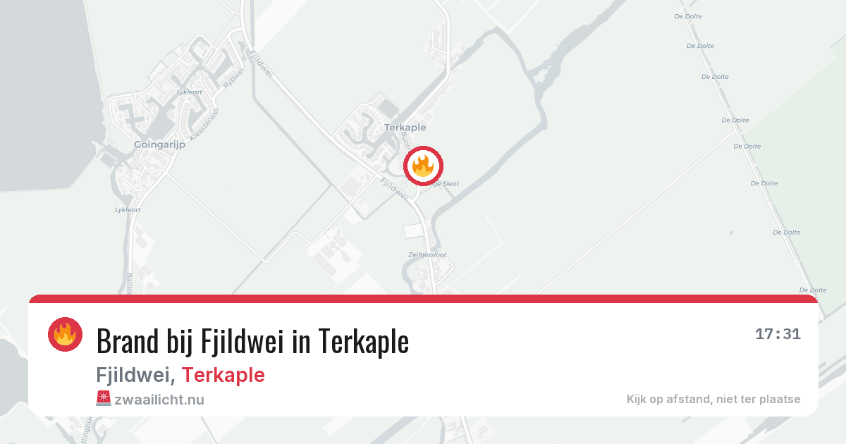 Brand bij Fjildwei in Terkaple — 16 mrt 2026