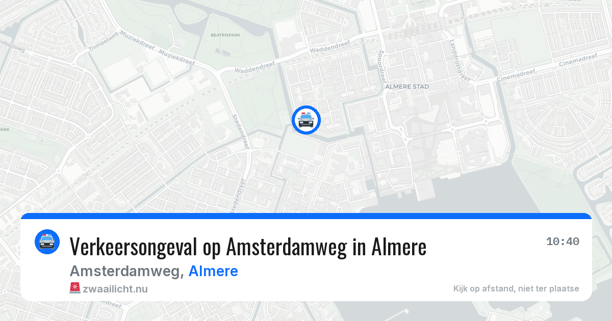 Verkeersongeval op Amsterdamweg in Almere — 23 jul 2026