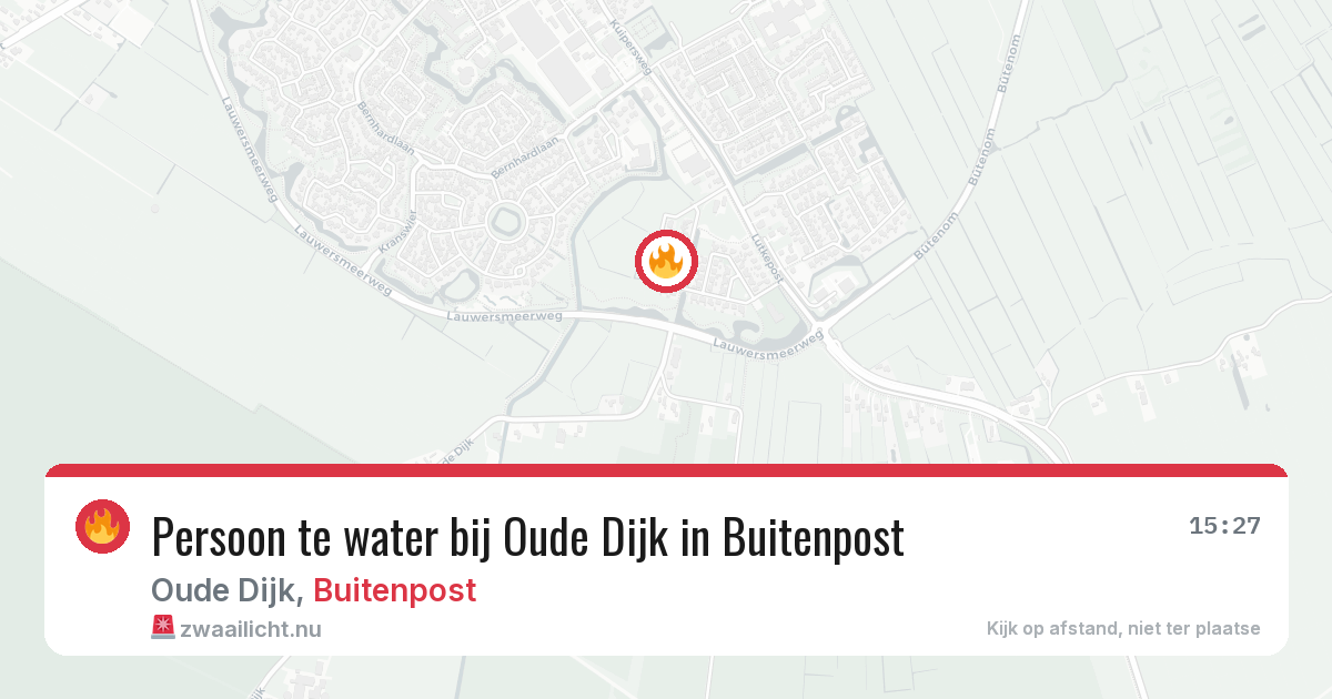 Persoon te water bij Oude Dijk in Buitenpost — 9 jul 2026