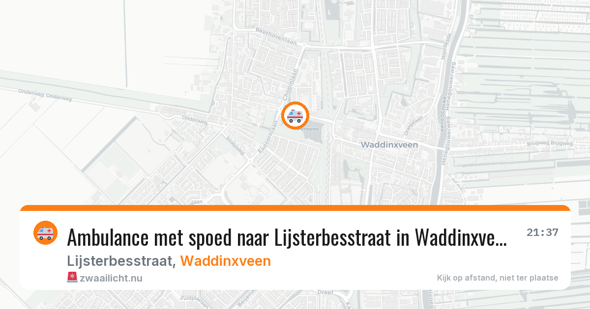 Ambulance met spoed naar Lijsterbesstraat in Waddinxveen — 28 mrt 2026