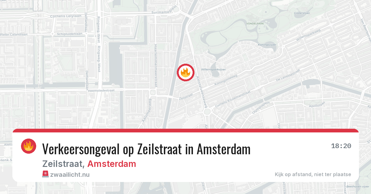 Verkeersongeval op Zeilstraat in Amsterdam — 25 jul 2026