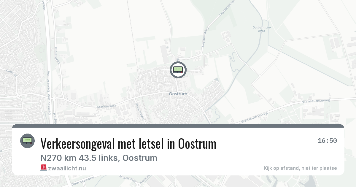 Verkeersongeval met letsel in Oostrum — 20 mei 2026
