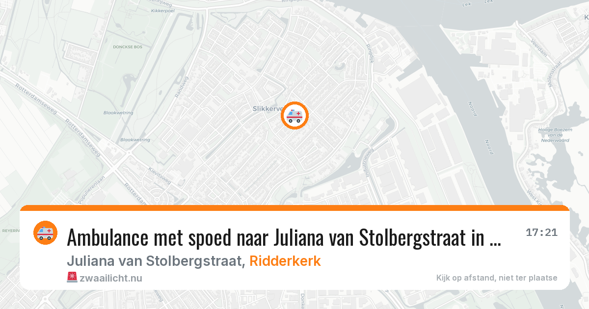 Ambulance met spoed naar Juliana van Stolbergstraat in Ridderkerk — 10 jul 2026