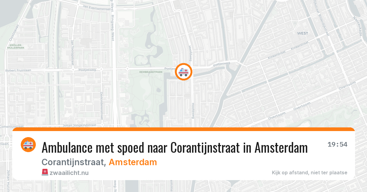 Ambulance met spoed naar Corantijnstraat in Amsterdam — 20 mrt 2026