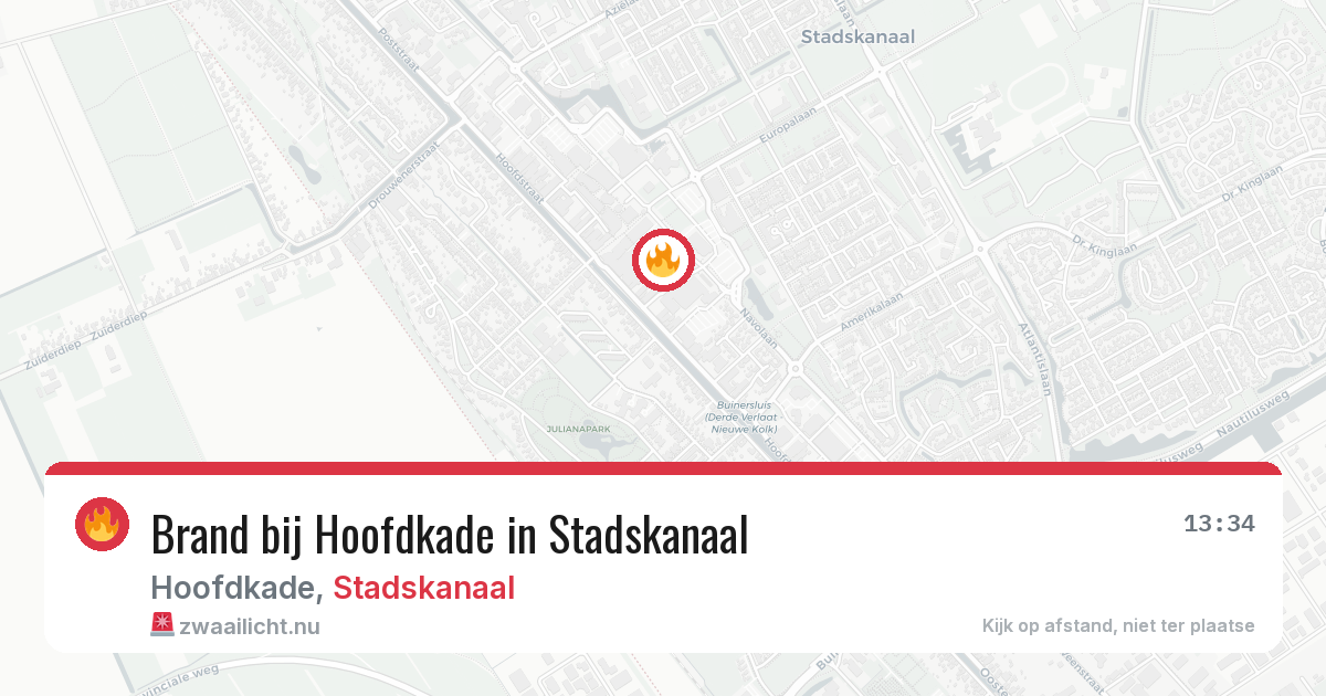 Brand bij Hoofdkade in Stadskanaal — 17 mrt 2026